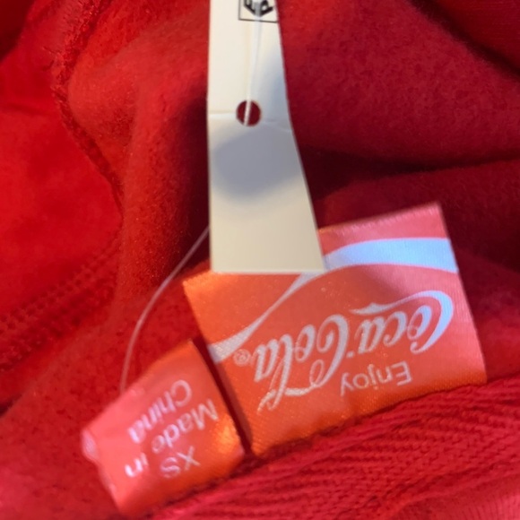 NWOT Coca Cola Hooded Drawstring Sweatshirt Dress XS - Picture 2 of 7